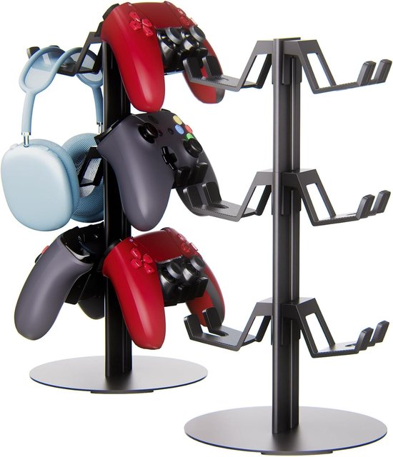 Controller Stand - Headset Houder - Gaming Bureau - 3 Lagen Opslag - Compact Ontwerp - Zwart van Merkloos