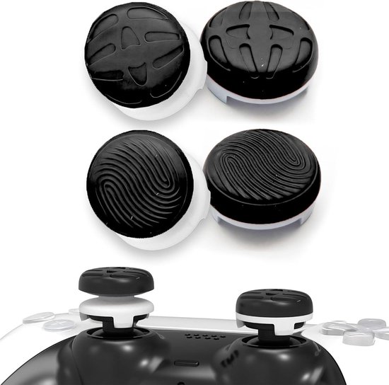 Controller Thumb Grips - Analoge Stick Covers - Verbeteren Precisie - Dubbele Hoogtes - 4 stuks - Zwart van Merkloos