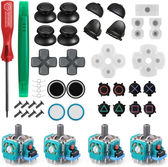 Controller Thumbsticks Vervangset voor PS4 - Inclusief L1, R1, L2, R2 Triggers, Springs en Conductieve Rubber Pads van Merkloos
