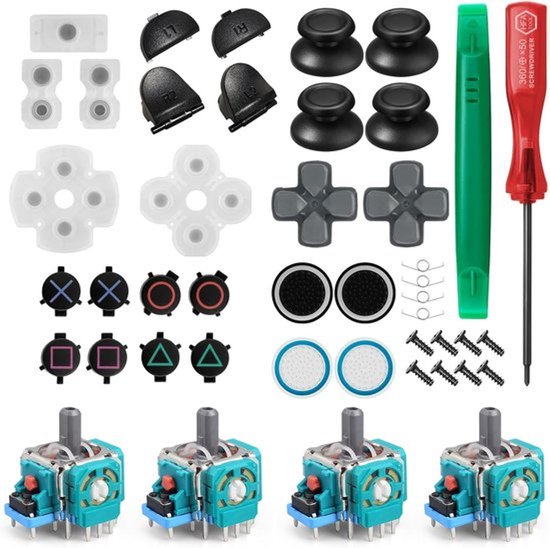Controller Thumbsticks Vervangset voor PS4 - Inclusief L1, R1, L2, R2 Triggers, Springs en Conductieve Rubber Pads