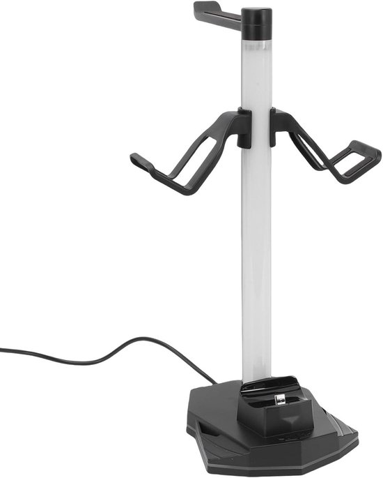 Controllerstandaard Headsethouder - Gaming Accessoire - Gaming Setup Organiseren - Geïntegreerde RGB-verlichting - 2 USB 2 USB C - Zwart