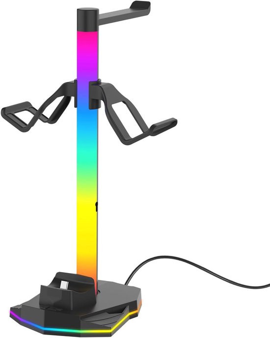 Controllerstandaard - Headsethouder Oplader - Gaming Setup Organiseren - 3-in-1 Functionaliteit - 310 x 137 x 120 mm - Zwart