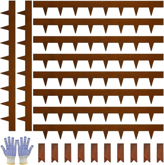 Cortenstaal Landschapsranden-4.5" H X 40" L Metalen Tuinrand-33FT-Landschap Gazonranden 10 Stks-No-Graven Hamer Heavy Duty Stalen Rand-Buigbare Grensstroken voor Gazon Yard GJWCVL-10 Clips