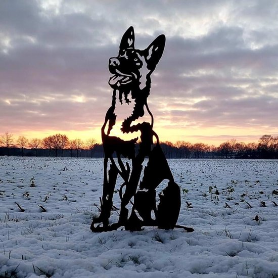 Cortenstaal - silhouet malinois- tuinbeeld