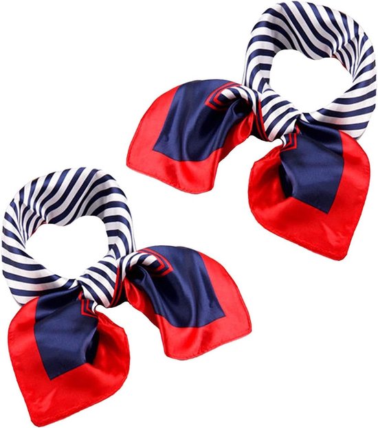 Cosensi - Nautische Matrozen-halsdoek Rood Blauw Wit 50x50 cm - Set van 2 Stuks van Merkloos