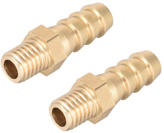 Coupling, Ribbed, Brass, Metric, Male with Barbed Wire, 8mm x M8 x 1.25, 2pcs van Merkloos