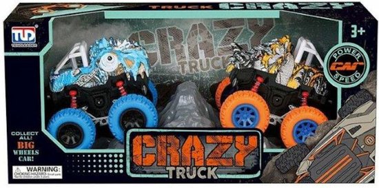 Crazy Truck 2 stuks in verpakking - DINOSAURUS Monster trucks in Luxe Giftbox van FYFAVOR