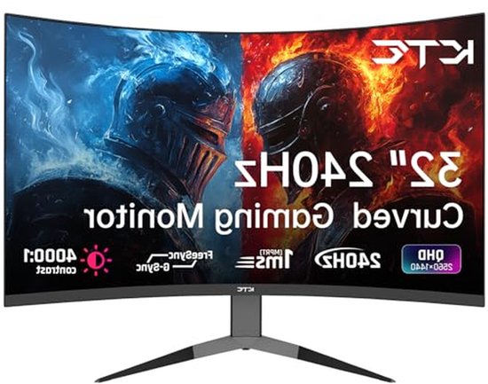 Curved Gaming Monitor - 2K Monitor WQHD Scherm - Intensief Gamers - 1000R Kromming - 32 Inch - VA