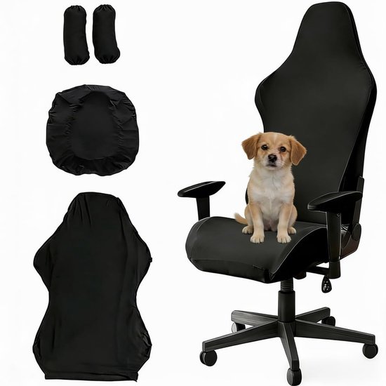 Dailygoods - Gaming stoelhoezen, 4 stuks, gamingstoel, overtrek, computerstoel met armleuningen, rekbaar, afneembaar, wasbaar, voor computerstoel, gamingstoel, draaistoel, stoel van Dailygoods