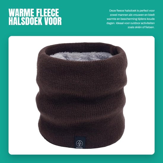 Dailygoods- Halsdoek Warm - Gebreide Nekwarmer - Fleece Sjaal - Winddichte Sjaal - Outdoor - 25 x 21 cm - Unisex van Dailygoods