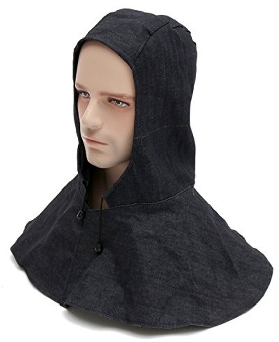 Dailygoody - Lassen Hood Sjaal - Vlam Retardant - Comfortabele Pasvorm - Zwart - Beschermende Hood - Ideaal voor Lassers - Denim Stof