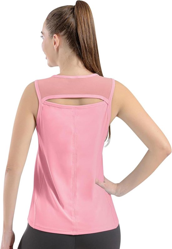 - Dames Sporttops Sneldrogend Tennis Golf Mesh Rugloos Hardloopshirt Mouwloos Yoga Tops