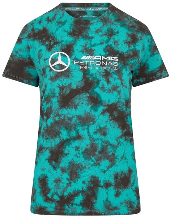 Dames T-shirt Mercedes Wmns Mapf1 Fw Tie Dye T-shirt Veelkleurig Groen - XS van Merkloos