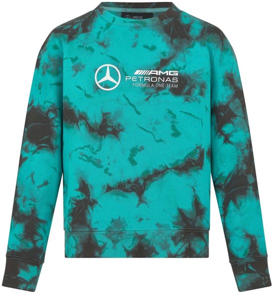 Damessweater Mercedes Wmns Mapf1 Fw Tie Dye Sweatshirt met ronde hals Mult Green - XL van Merkloos