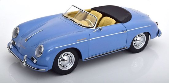 De 1:12 Diecast modelauto van de Porsche 356A Speedster uit 1955 in lichtblauw. De fabrikant van het schaalmodel is KK Scale. Dit model is alleen online verkrijgbaar. van Merkloos