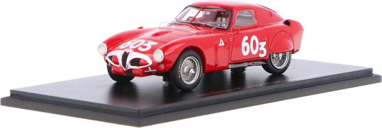 De 1:43 Diecast Modelauto van de Alfa Romeo 6C #603 van de Mille Miglia van 1953. De rijders waren K. Kling en H. Klenk. De fabrikant van het schaalmodel is Spark. Dit model is alleen online verkrijgbaar van Spark