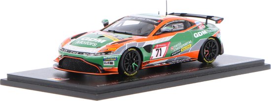 De 1:43 Diecast Modelauto van de Aston Martin Vantage AMR GT4 Team Prosport Racing #71 van de 24H Nurburgring van 2021. De rijders waren G. Dumarey / M. Dumarey / A. Walker en M. Hess. De fabrikant van het schaalmodel is Spark. Dit van Spark