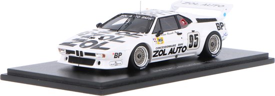De 1:43 Diecast Modelauto van de BMW M1 M88 3.5L S6 Team BMW Zol-Auto #95 van de 24H LeMans van 1980. De rijders waren F. Servanin / L. Ferrier en P.F Rousselot. De fabrikant van het schaalmodel is Spark. Dit model is alleen online van Spark