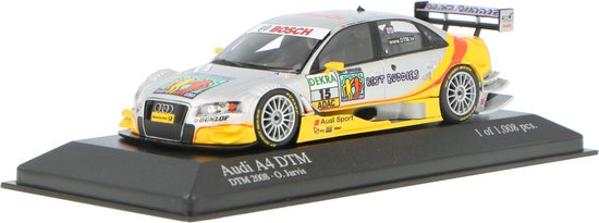 De 1:43 Diecast Modelcar van de Audi A4, Team Phoenix #15 van de DTM 2008.De bestuurder was Oliver Jarvis.Dit schaalmodel is beperkt door 1008 stuks. De fabrikant is Minichamps.Dit model is alleen online beschikbaar van Minichamps