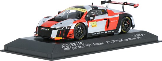 De 1:43 Diecast Modelcar van de Audi R8 LMS #7 van de FIA GT World Cup Macau 2016. De bestuurder was Eduardo Mortara.This scalemodel is beperkt door 204pcs. De fabrikant is Minichamps.Dit model is alleen online beschikbaar. van Minichamps