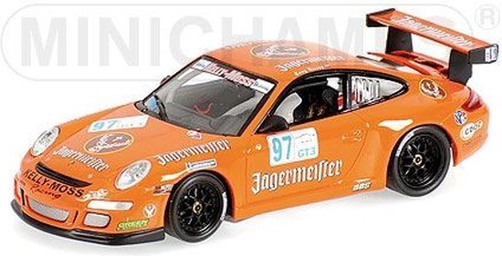 De 1:43 Diecast Modelcar van de Porsche 911 GT3, Team Kelly Moss Racing #93 van de IMSA GT3 Challenge Sebring 2008.De bestuurder was Tony Rivera.This scalemodel is beperkt door 1296 stuks. De fabrikant is Minichamps.Dit model is alleen online beschik van Minichamps