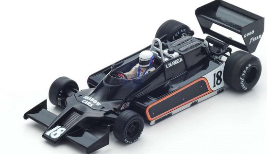 De 1:43 Diecast Modelcar van een Shadow DN9 #18 van de GP van Argentinië in 1979.De coureur was E. De Angelis. De fabrikant van het schaalmodel is Spark.Dit model is alleen online beschikbaar. van Spark