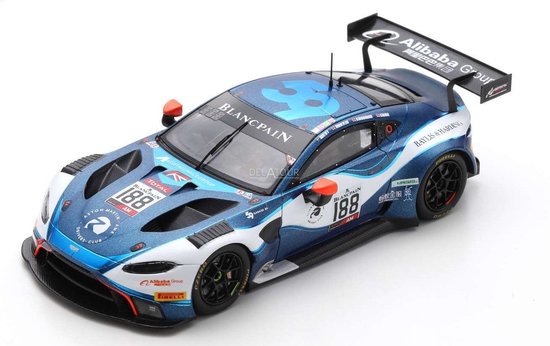 De 1:43 Diecast Modelscar van de Aston Martin Vantage GT3 Team Garage 59 #188 van de 24H Spa van 2019.De rijders waren A. West / C. Harris / C. Goodwin en R. Gunn.Dit model is beperkt door 300 stuks. De maker van dit schaalmodel is Spark.Dit model is van Spark