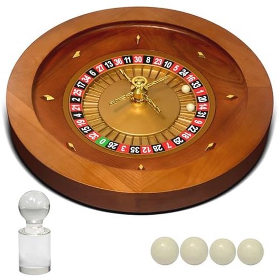 Deluxe Houten Roulette Wiel - Casino Kwaliteit voor Feesten en Clubs - 50,8 cm van Relaxdays