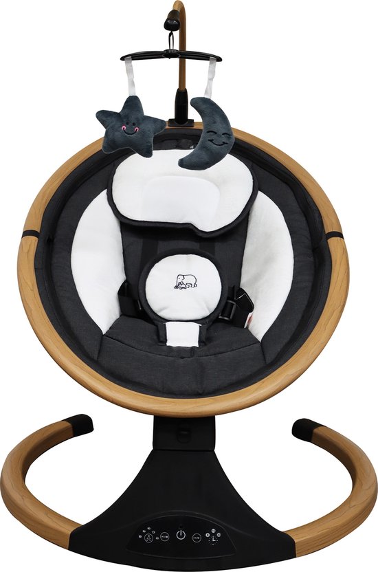 Deryan Baby Elektrische Wipstoel - Schommelstoel - Hout look - Bluetoothfunctie,Speaker en Afstandsbediening van Deryan