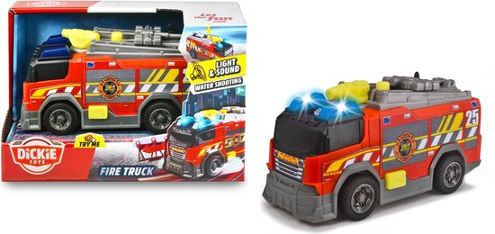 Dickie Toys Brandweerwagen - 15cm - Licht en Geluid - Speelgoedvoertuig van Dickie Toys