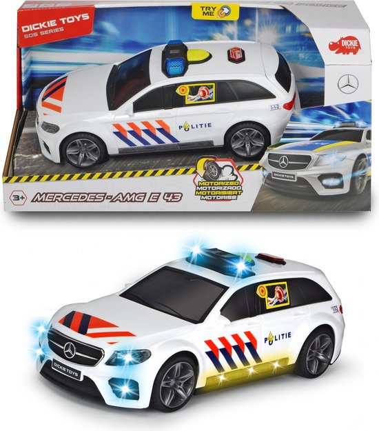Dickie Toys Mercedes-AMG E43 SOS Nederlandse Politiewagen - 30 cm - Licht & Geluid - Speelgoedvoertuig van Dickie Toys