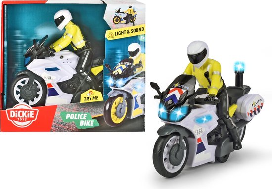 Dickie Toys Politie Motor - Nederlandse versie - 17 cm - Licht & Geluid - Speelgoedvoertuig van Dickie Toys