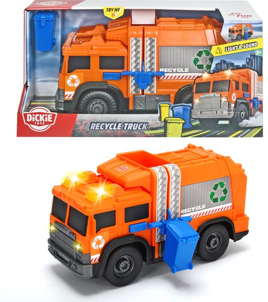 Dickie Toys Recycleer Truck - Vuilniswagen - 30 cm - Licht en Geluid - Speelgoedvoertuig van Dickie Toys