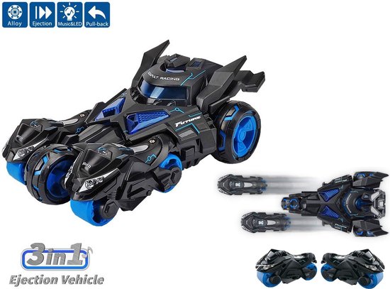 Die Cast Max catapult Car 3in1 - pull-back - licht en geluid - Metal Gear Rising auto  met 2 motors - 1:32 Black van Die Cast Max