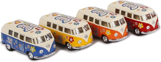 Die Cast pull back VW Classical Bus 1:32 4 varianten qua kleur van Welly
