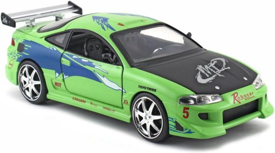 Diecast Modelauto Mitsubishi Eclipse Groen 1:24 - Fast & Furious Filmauto van Merkloos