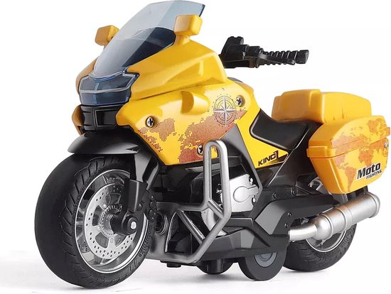 DieCast motor - Classical moto - metall motorcycle - pull-back /terug trek functie - met licht en geluid van Merkloos