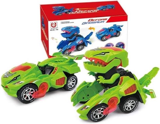 Dinosaur LED Car, speelgoed met licht en geluidsfunctie, dinosaurus transformator auto speelgoed - Groen van Merkloos