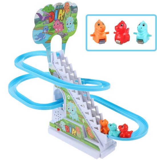 Dinosaurus klimtrap speelgoed met 3 dinosaurussen - Elektrisch glijbaan speelgoed met lichtjes en muziek - Cadeau voor meisjes en jongens van HWDID