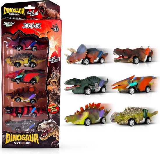 Dinosaurus Speelgoed Auto’s 6 Stuks - Met Trek & Lanceer Functie - Dino Auto Set - Dinosaurus - Jongens Speelgoed - Speelgoed Autos Jongens - Speelgoed 3 Jaar - Kinderspeelgoed - RS Goods van RS Goods