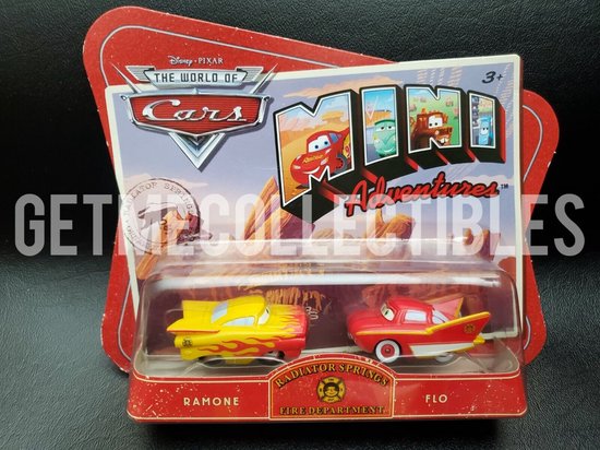 Disney Cars Mini Adventures Red Ramone Flo Fire Department van Disney