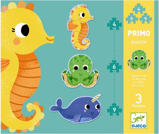 Djeco - Djeco Primo Puzzel In De Zee 4, 6, 9 st van Djeco