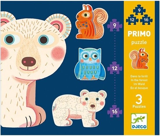 Djeco - Djeco Primo Puzzel In het Bos 9, 12, 16 st van Djeco