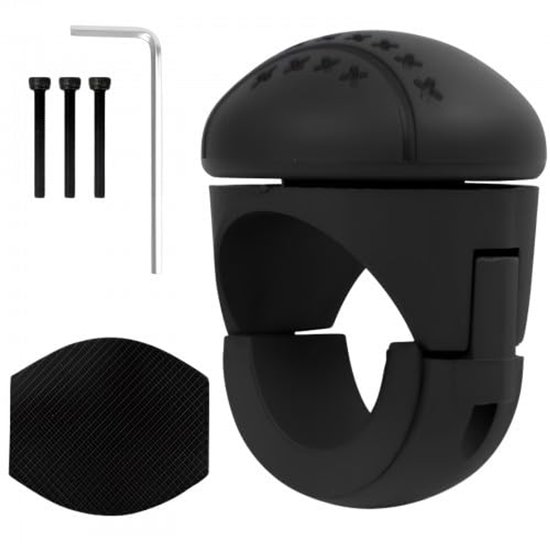 Dokeno Stuurwielknop voor auto, universele zwarte siliconen gel + nylon, 7 cm, compatibel met auto, vrachtwagen, SUV