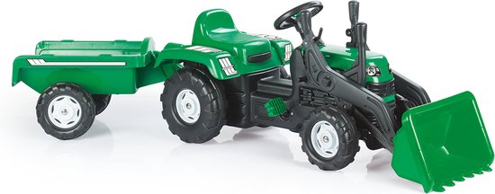 Dolu Ranchero Traptractor Met Aanhanger & Voorlader Groen/zwart van Merkloos