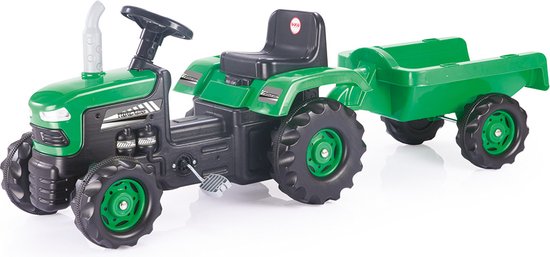Dolu Traptractor Met Aanhanger & Claxon Groen/zwart van Dolu