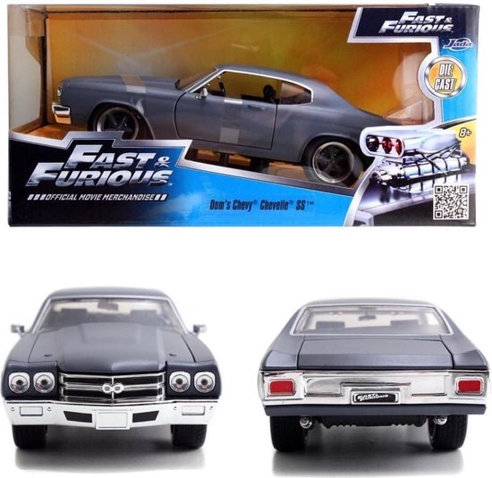 Dom's Chevrolet Chevelle SS Fast and Furious mat grijs 1:24 Jada Toys van Merkloos