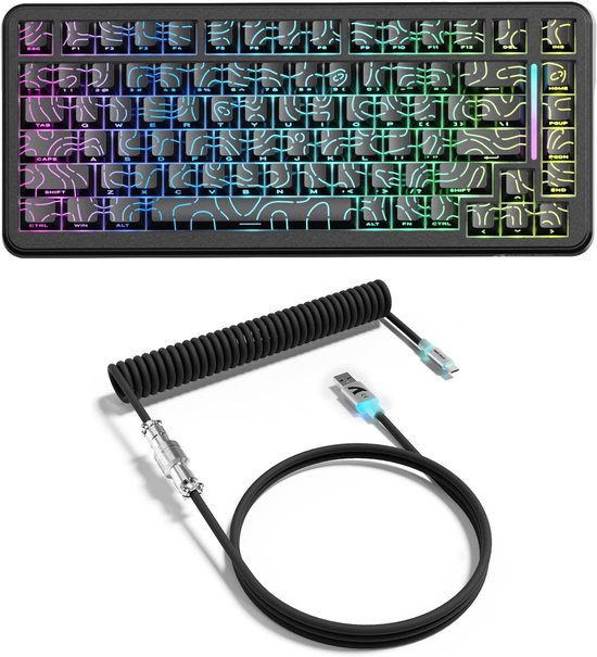Draadloos Gaming Toetsenbord met Hall Effect-schakelaars, 8000 DPI, QWERTY Indeling en RGB Verlichting - Zwart