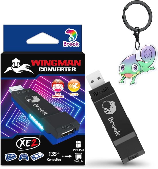 Draadloze Controller-Adapter voor PS, Switch en PC - Twee-in-één Oplossing met Sleutelhanger, Remap en Turbo Functie van Merkloos