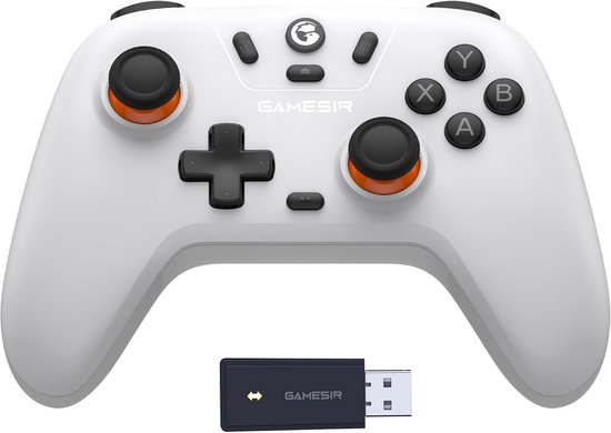 Draadloze Controller met Tri-Mode Connectiviteit voor PC, Switch, iOS en Android - Gamepad met Hall-Effect-ontspanner, DualVibration, Turbo en Motion (Wit) van Merkloos